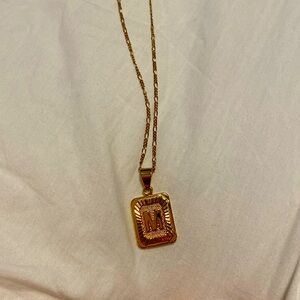 Bracha “M” initial card necklace. 16 inches with an extender.
